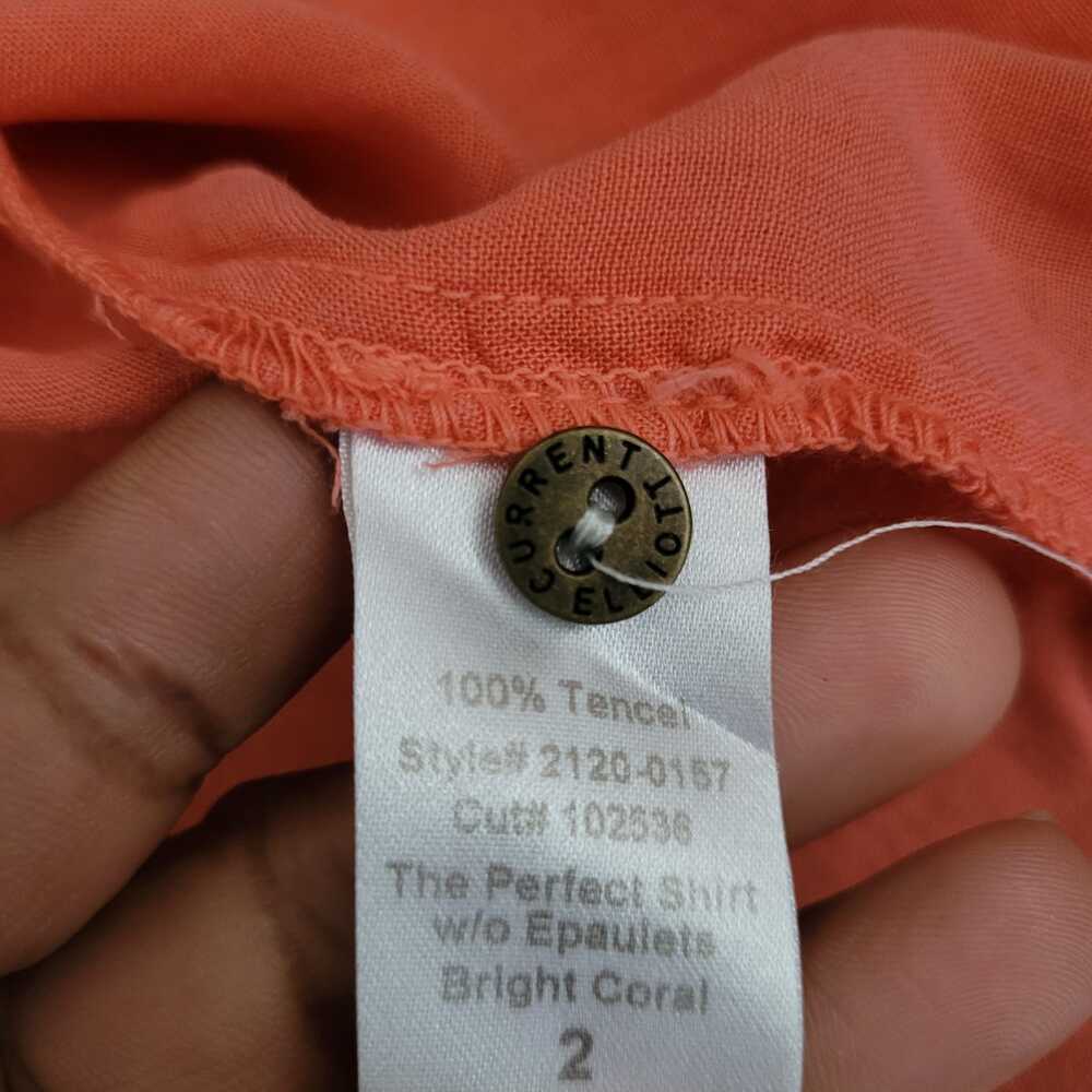 Current Elliott Womens The Perfect Shirt Bright Coral Button Up Top Orange - Picture 5 of 7